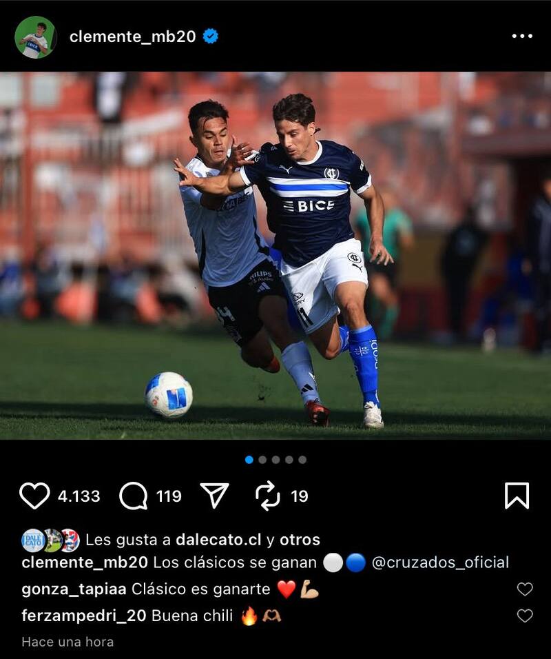 Celebrando la victoria de la UC sobre Colo Colo.
