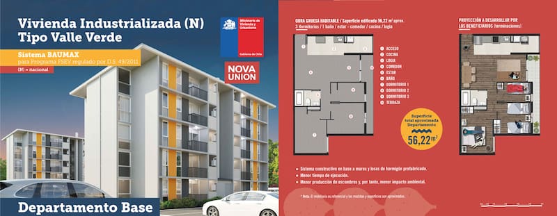 Estos departamentos son de 56,22 m2.