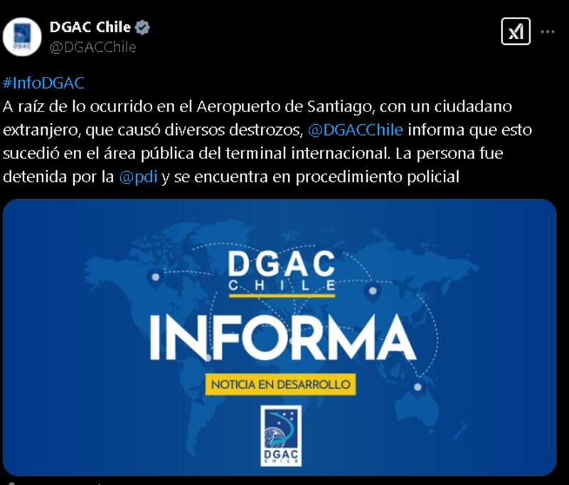 por destrozos en el Aeropuerto de Santiago.