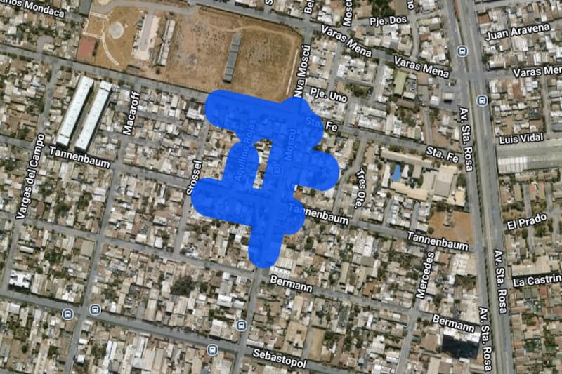 Sector afectado por el corte de luz.