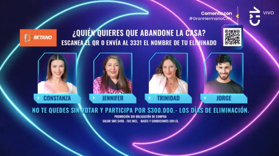 La nueva placa de eliminación de "Gran Hermano" Chile. Foto: CHV.