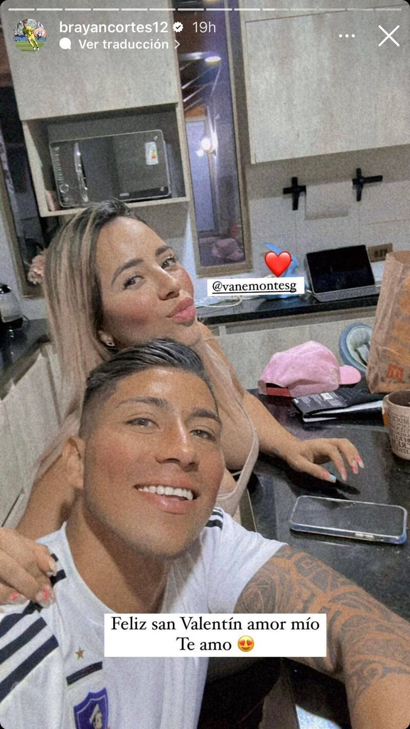 Historia de Instagram de Brayan Cortés en el Día de los Enamorados.