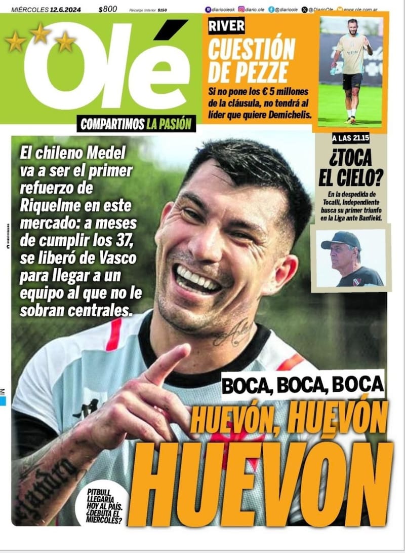 El Pitbull fue portada del diario más importante del deporte argentino.