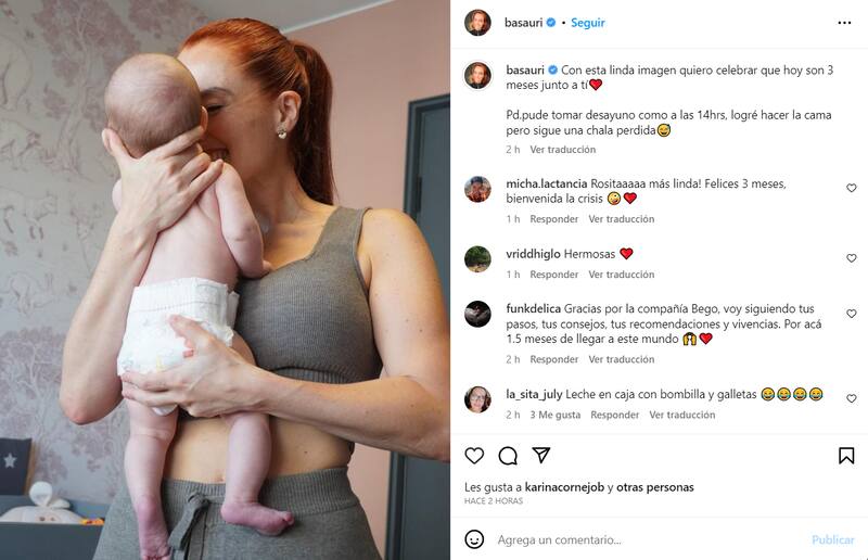 La linda postal de la actriz y su hija. Créditos: @basauri