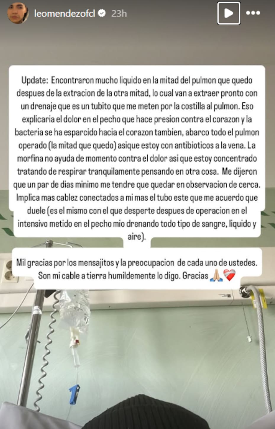 El hijo del cantante reveló complejo cuadro de infección.