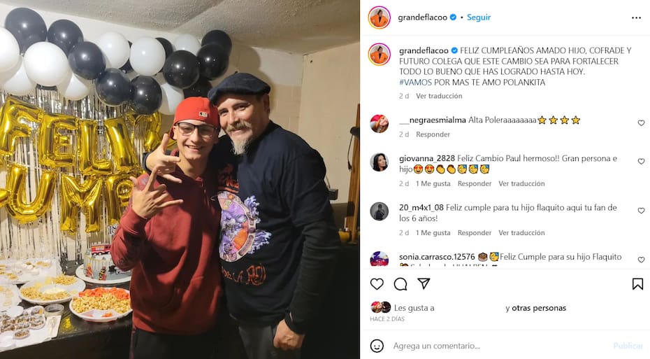 Paul Vásquez, "El Flaco", y su reciente saludo de cumpleaños a su hijo.