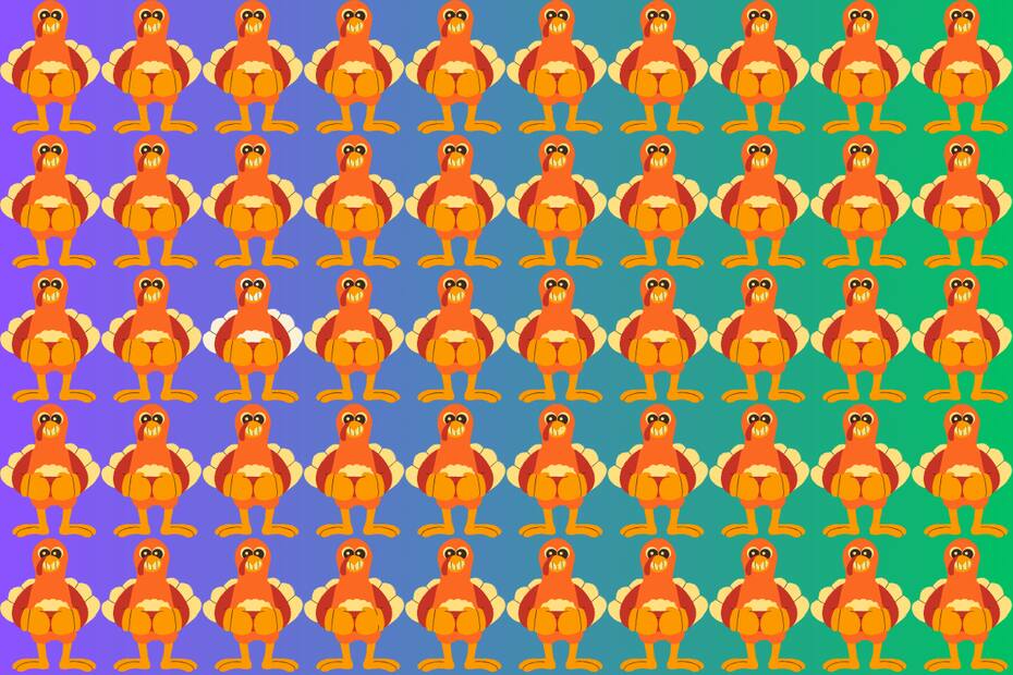 Intenta encontrar a los pavos diferentes en este test visual.