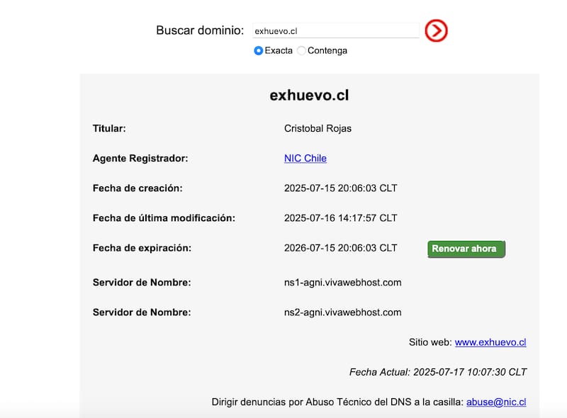 Registran dominio web con el apodo de Ex Huevo.