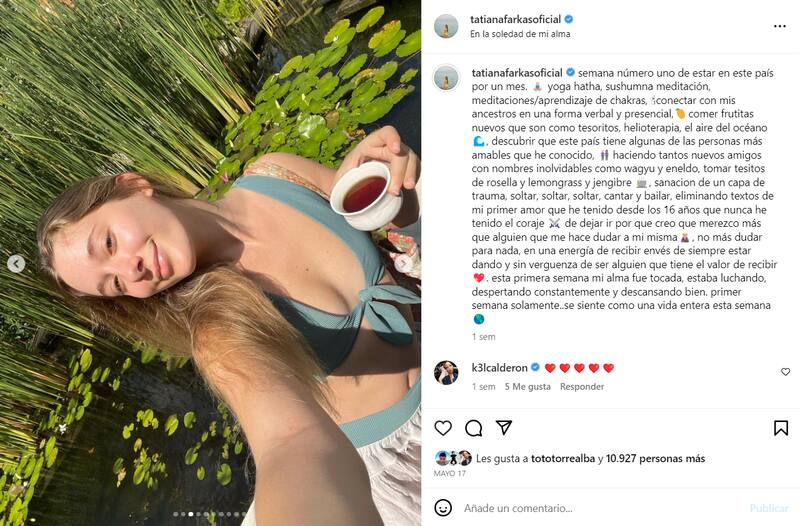 Tatiana Farkas en un viaje de sanación.