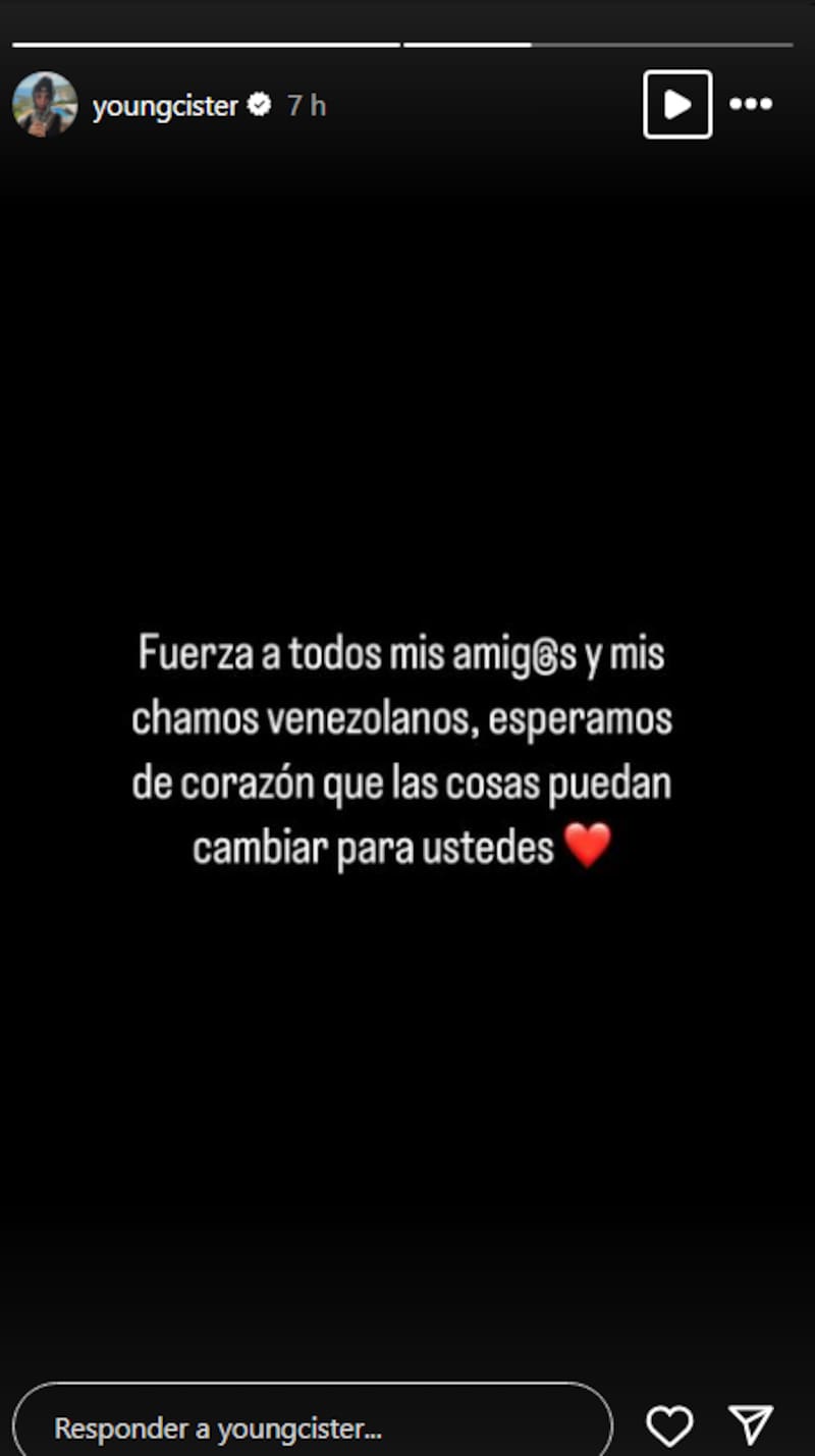 Young Cister se pronunció frente a las elecciones en Venezuela.