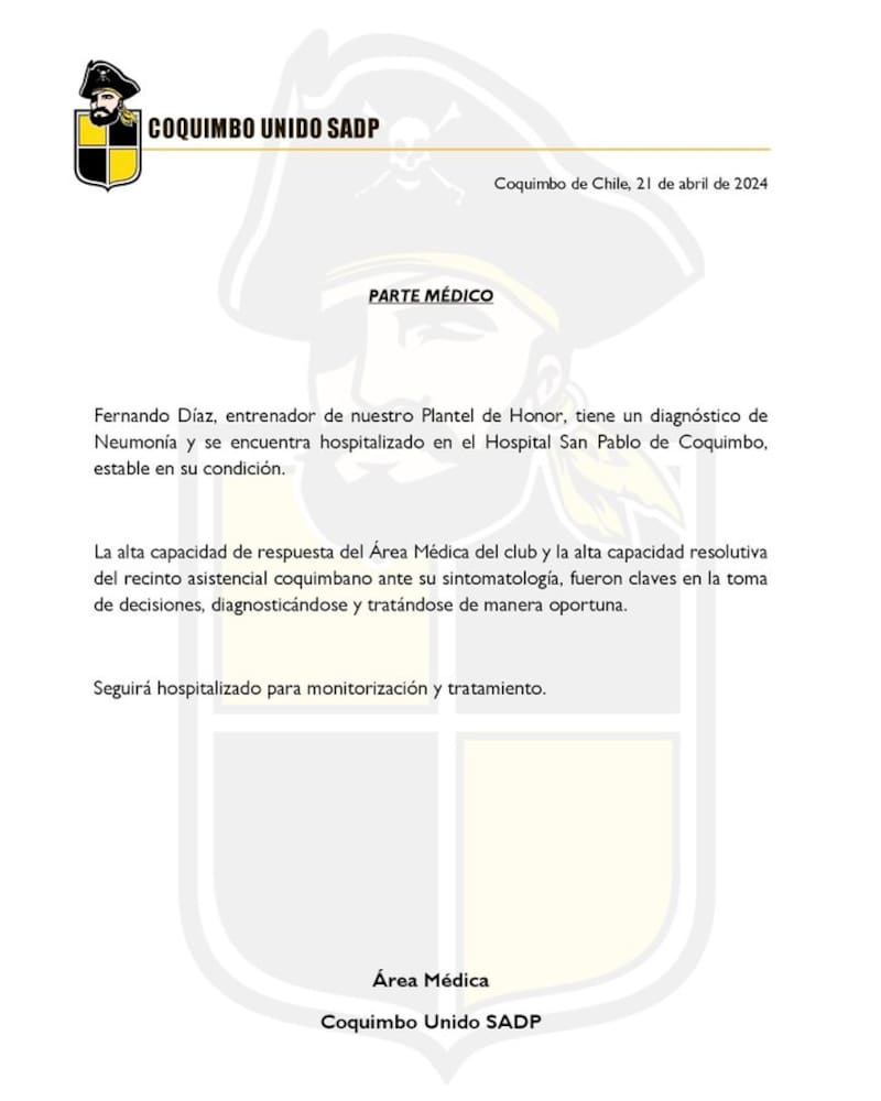 se refirió a la situación médica de Fernando Díaz