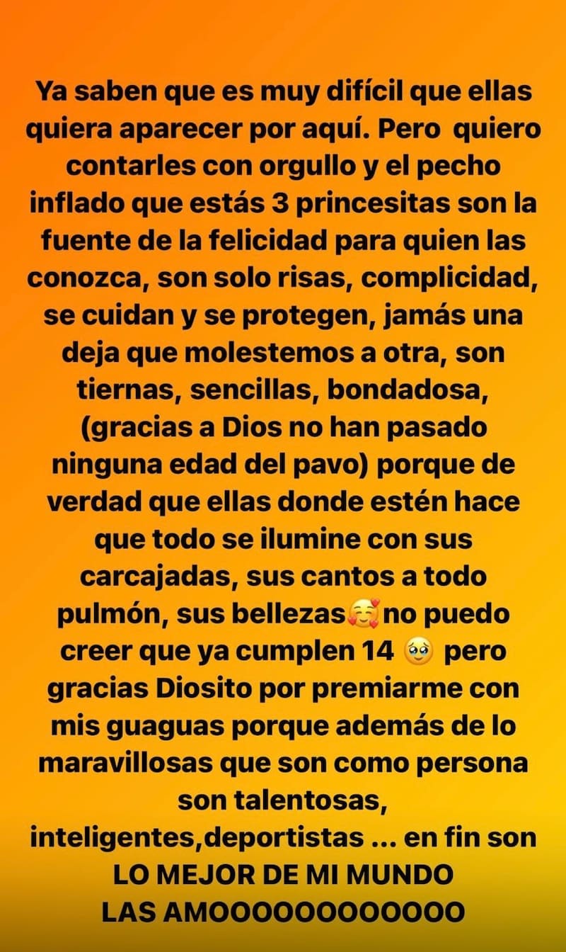 Coté López felicitó a sus hijas por su cumpleaños número 14.