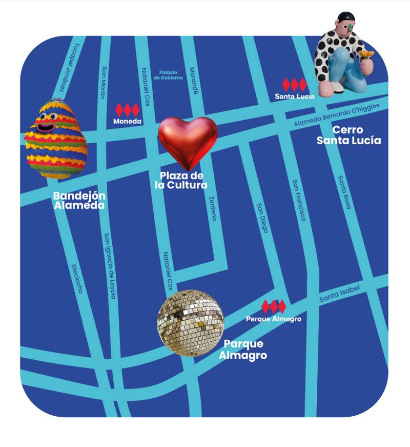 Este es el mapa con las esculturas del Hecho en Casa Fest de este año.