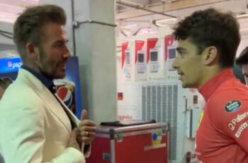 VIDEO | El entretenido fútbol-tenis que protagonizaron David Beckham y Charles Leclerc en Miami