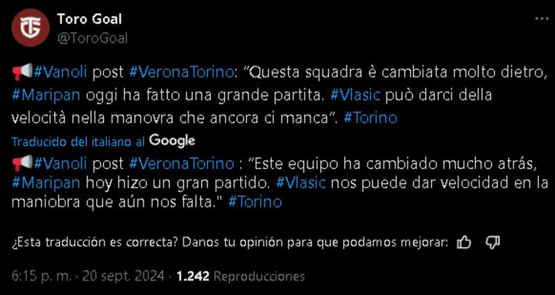 Los positivos comentarios que dejó el debut de Maripán en el Torino.