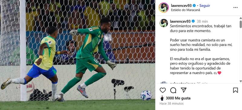 El posteo del arquero de La Roja a través de Instagram