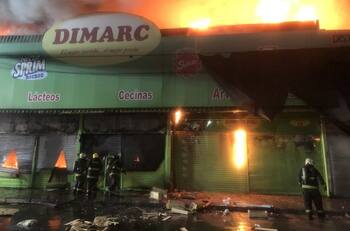 Violento incendio en mercado de Lo Valledor quemó una distribuidora por completo
