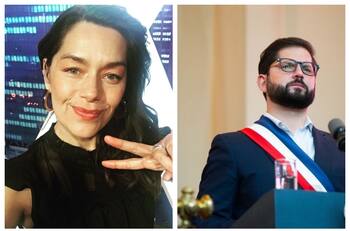 “Con mi presidente”: El inesperado encuentro de Elvira Cristi con Gabriel Boric en el aeropuerto