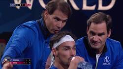 Como nunca los viste: Nadal y Federer aconsejan a Fognini en la Laver Cup