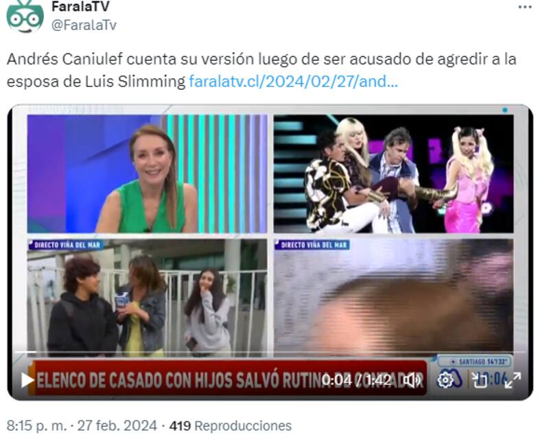 Andrés Caniulef es acusado de agredir a la esposa de Luis Slimming.
