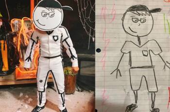 Conmovedor: profesor se disfraza del dibujo que le hizo su alumna antes de morir