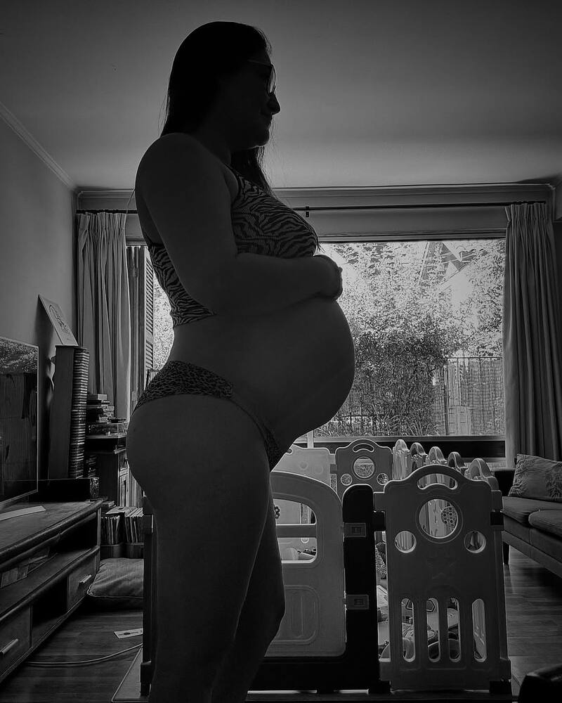 Foto de su segundo embarazo. Fuente: @belenaza en Instagram.