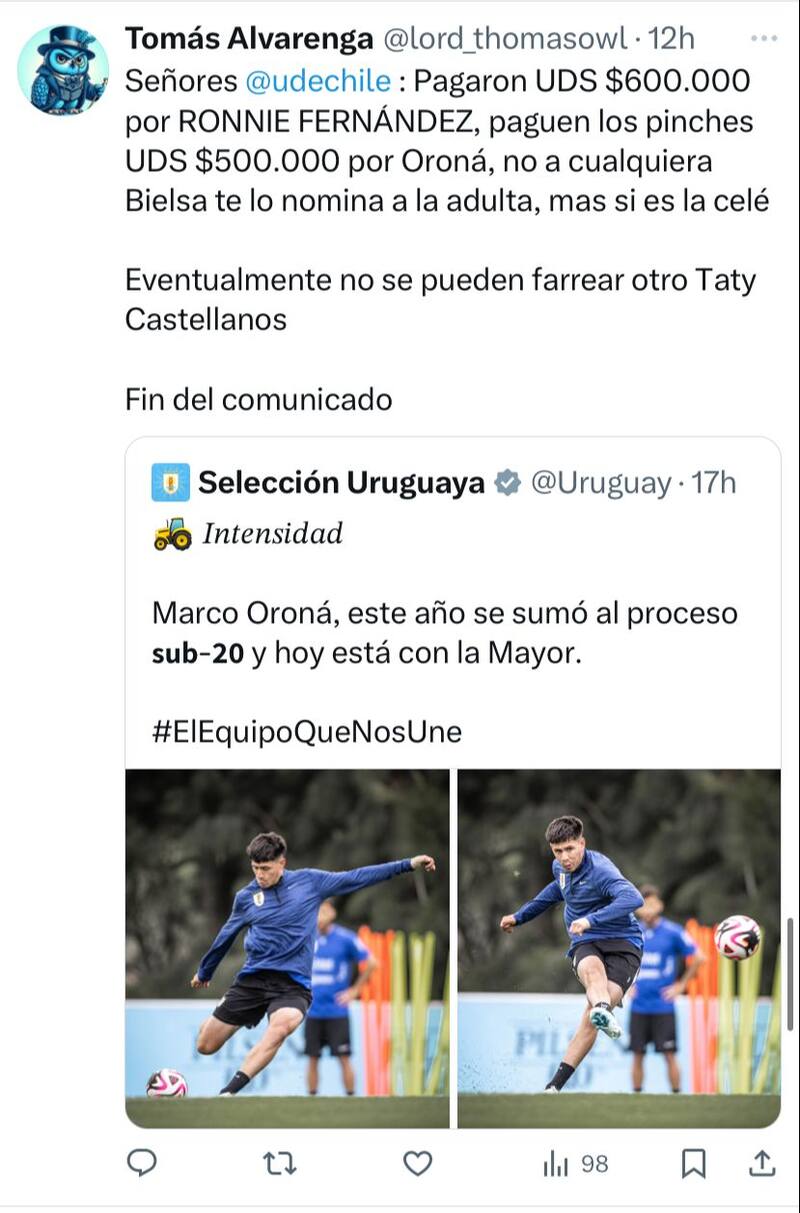 Hinchas exigen que la U no pierda al ‘regalón’ de Marcelo Bielsa: “Sería un bochorno más grande que el descenso