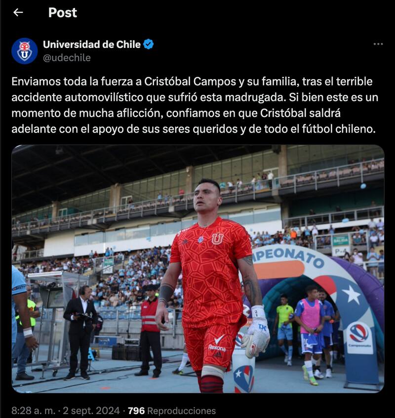 Comunicado de la U sobre Cristóbal Campos.