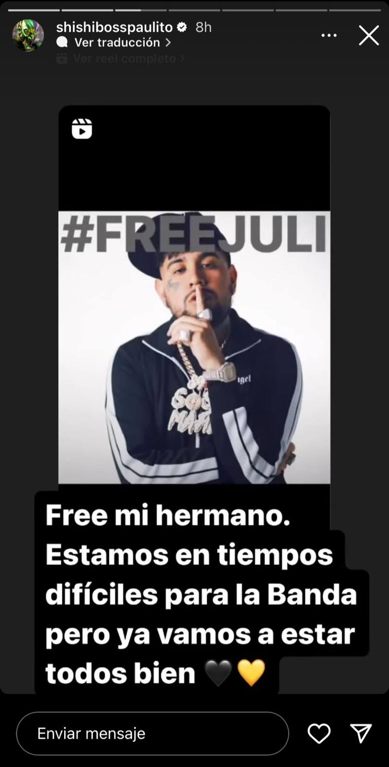 El mensaje de apoyo de Pablo Chill-E a Julianno Sosa.