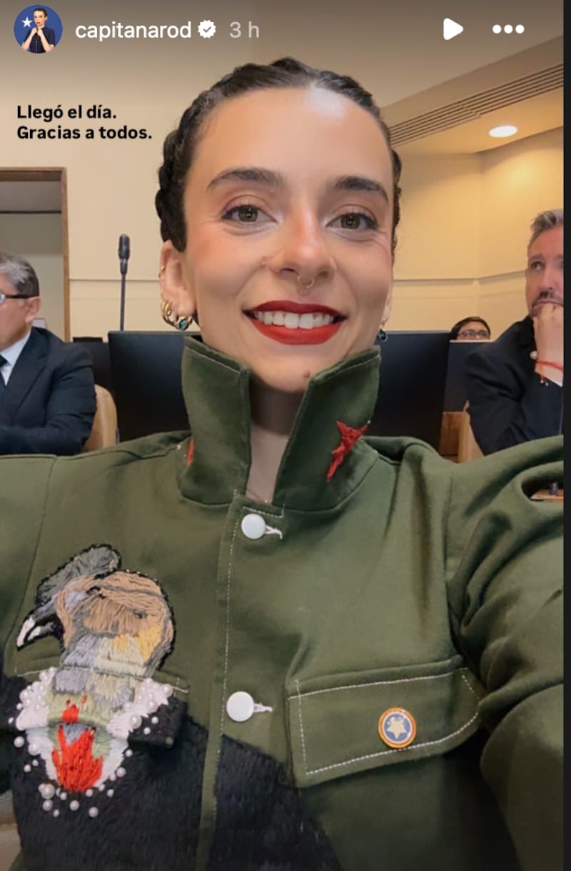 Este fue el mensaje que dejó la nueva parlamentaria en su cuenta de instagram. Foto: @capitanarod