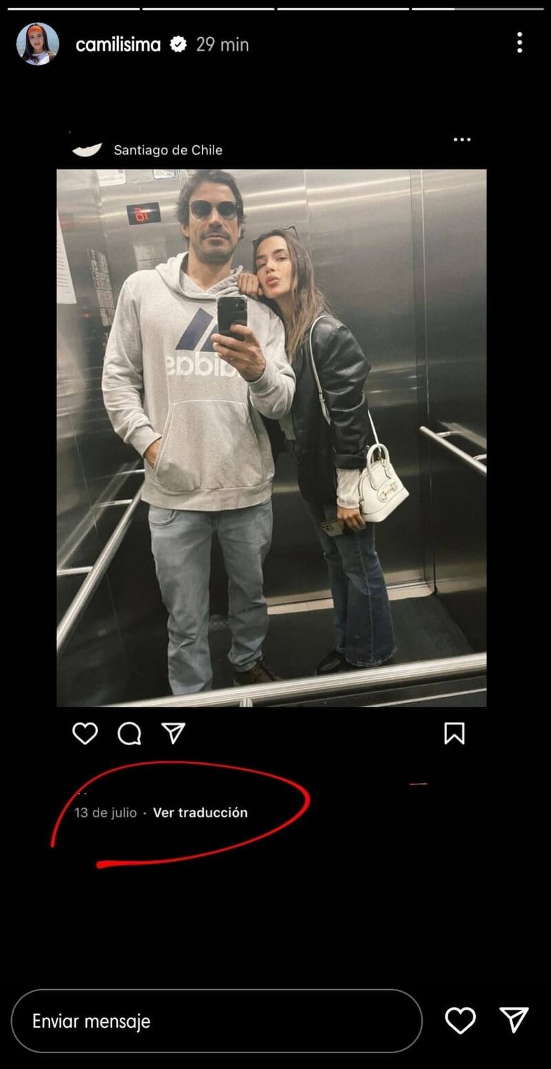 Camila Campos, Camilísima, en sus historias de Instagram.