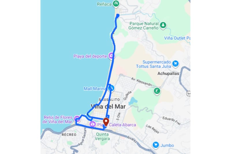 El punto de inicio y fin es el frontis del Teatro Municipal.
Créditos: Ruta Bus Visita Viña.