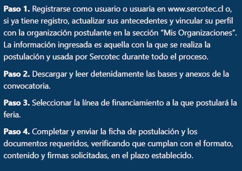 Pasos para postular al Fondo de Desarrollo de Ferias Libres.