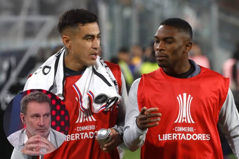 Marcelo Barticciotto criticó a los delanteros de Colo Colo. En la foto, los futbolistas Darío Lezcano y Fabián Castillo, como suplentes, durante un partido de Copa Libertadores.