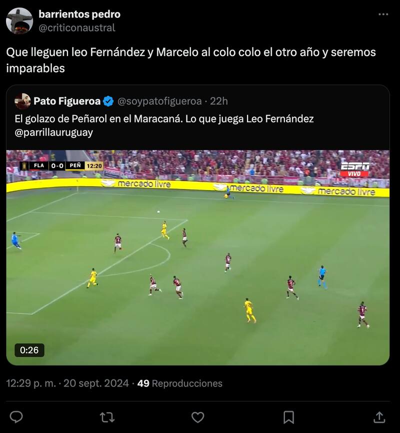 Hinchas de Colo Colo piden a Leonardo Fernández, ex U, como refuerzo para el 2025.