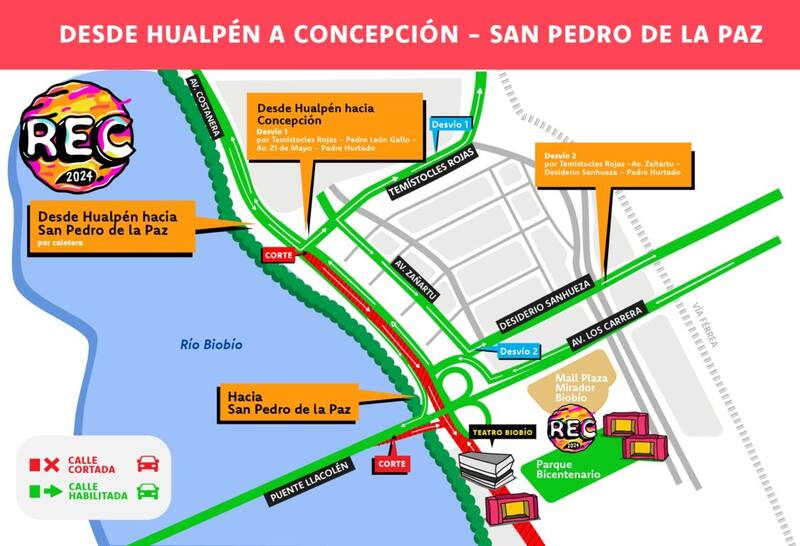 Desvíos para este fin de semana en Concepción.