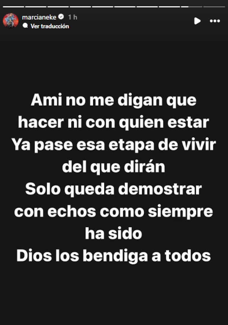 Marcianeke deja un mensaje a través de historias de Instagram.