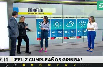 Gonzalo Ramírez la felicitó: Periodista de "Meganoticias" fue sorprendida por sus compañeros en medio de su cumpleaños