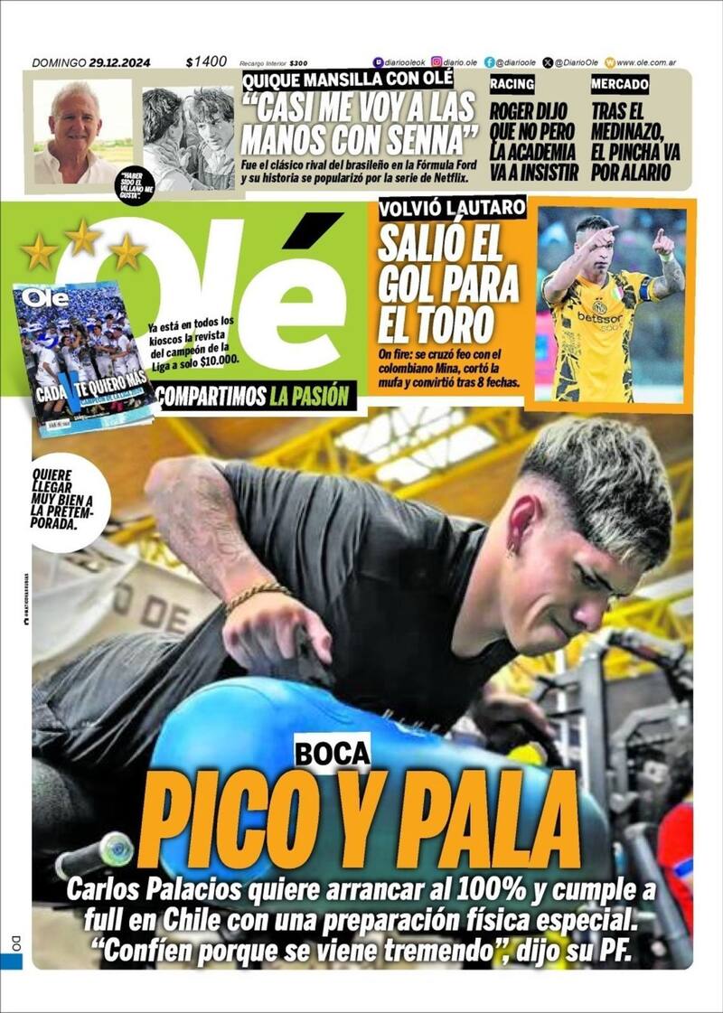 se tomó la portada del diario Olé