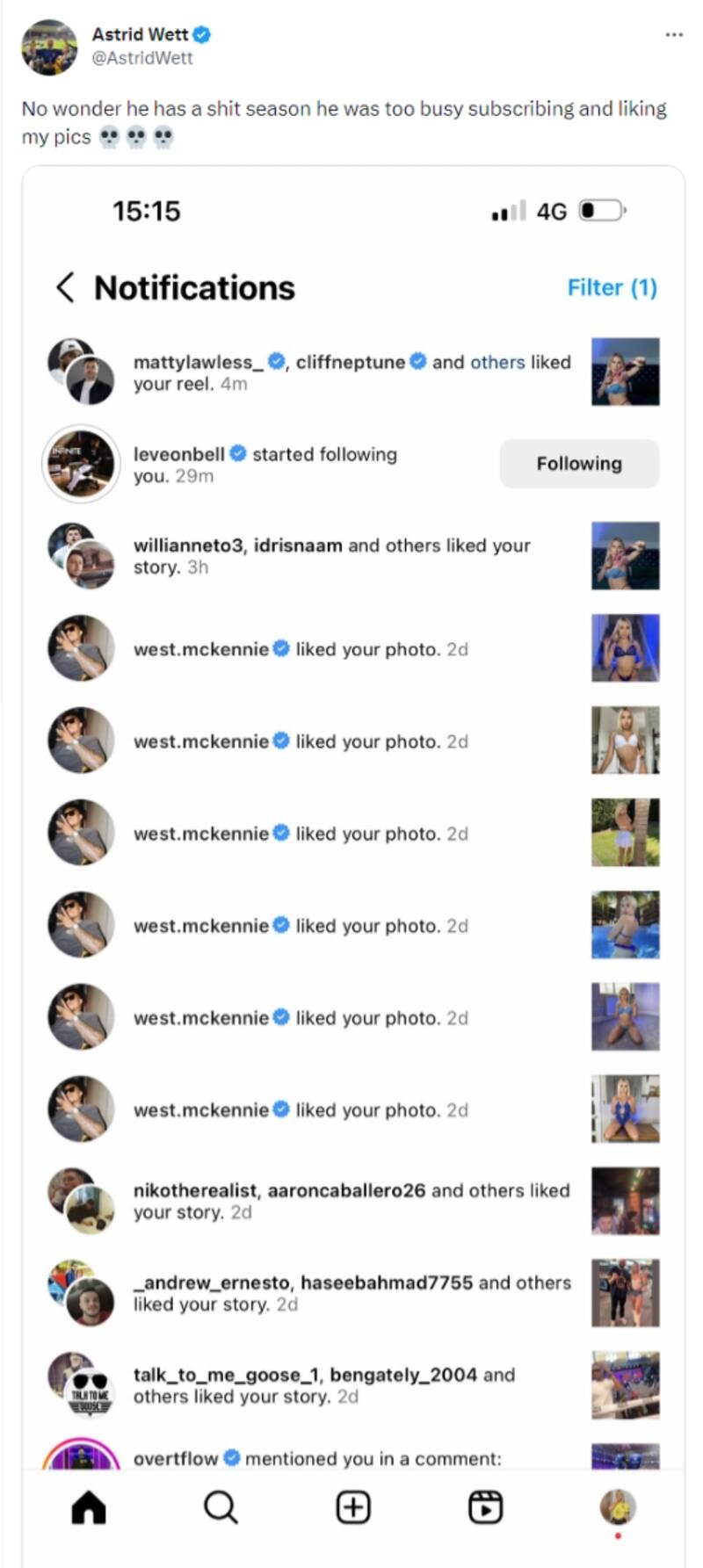 Astrid Wett y Weston McKennie, la última polémica del Leeds