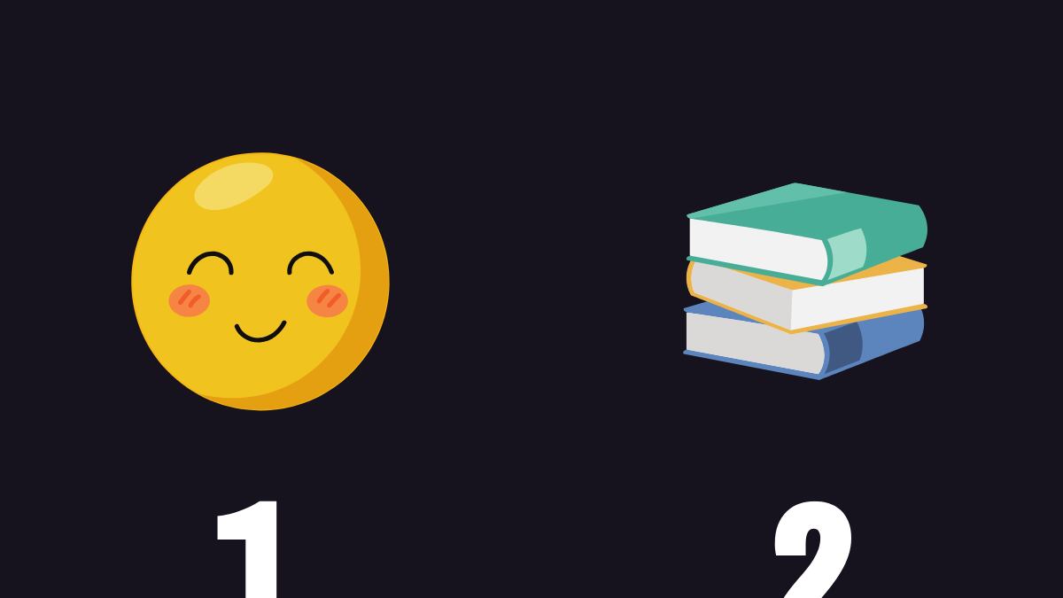 emoji sonriente y libro