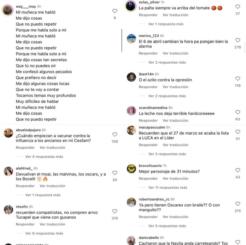 Chilenos se manifiestan en el Instagram de La Academia.