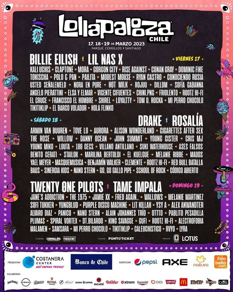 Afiche Lollapalooza Chile 2023 / Créditos: Instagram