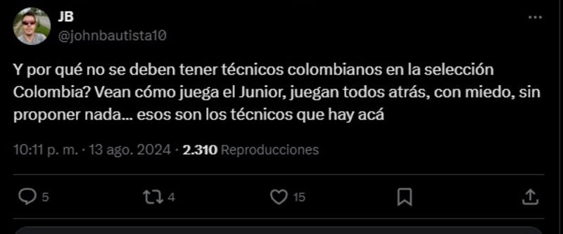 Los hinchas colombianos explotaron por el planteamiento de Junior.