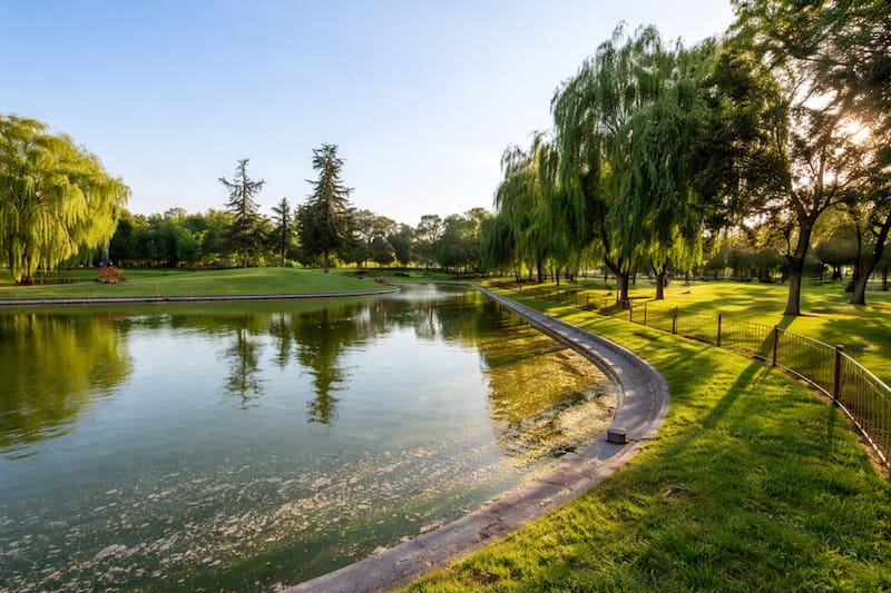 Este recinto natural cuenta con una laguna artificial, juegos infantiles, pérgolas y especies nativas. Foto: Parquemetminvu en Instagram.