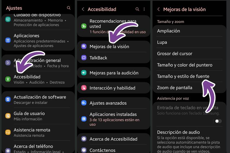 Deberás entrar al menú "Accebilidad".