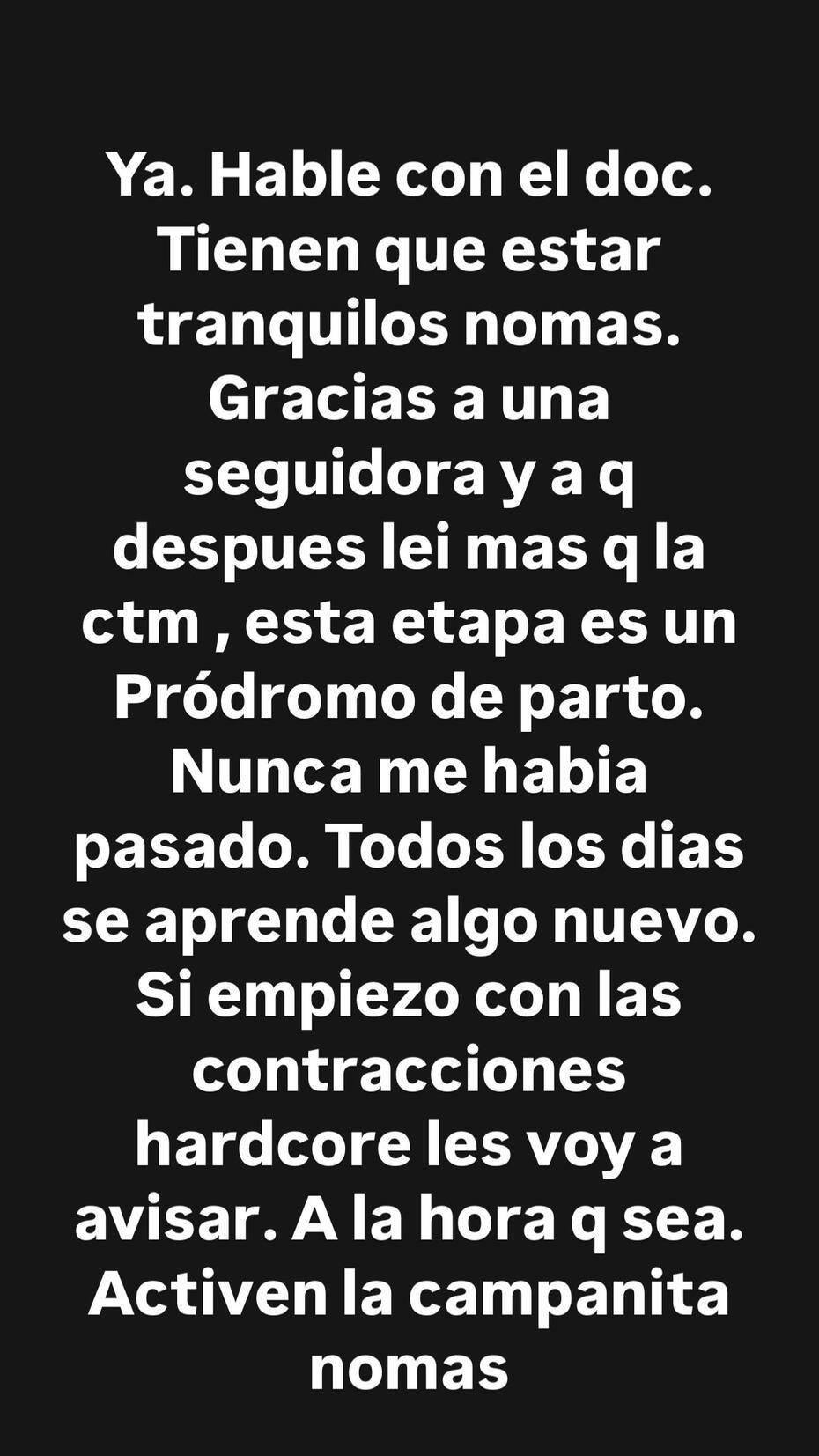 Este es el mensaje que dejó la famosa en su Instagram. Fuente:@belenaza.