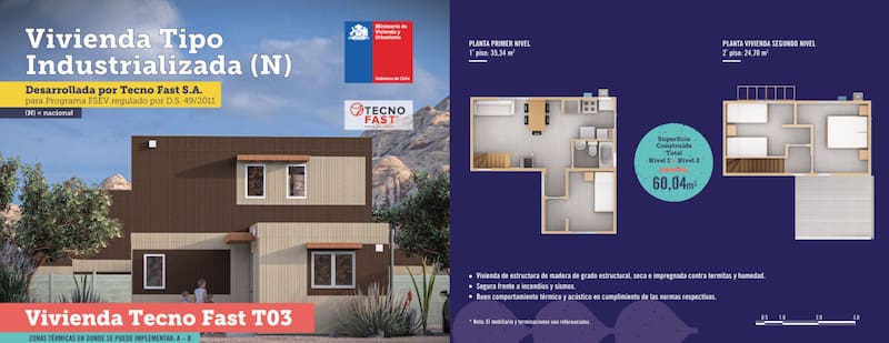 Este modelo de casa es de 60 metros cuadrados.