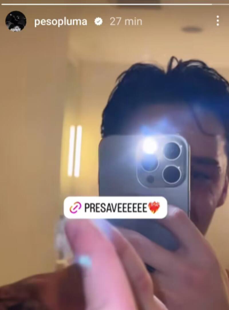 La foto de Peso Pluma en Instagram en donde podemos ver parcialmente su nuevo look