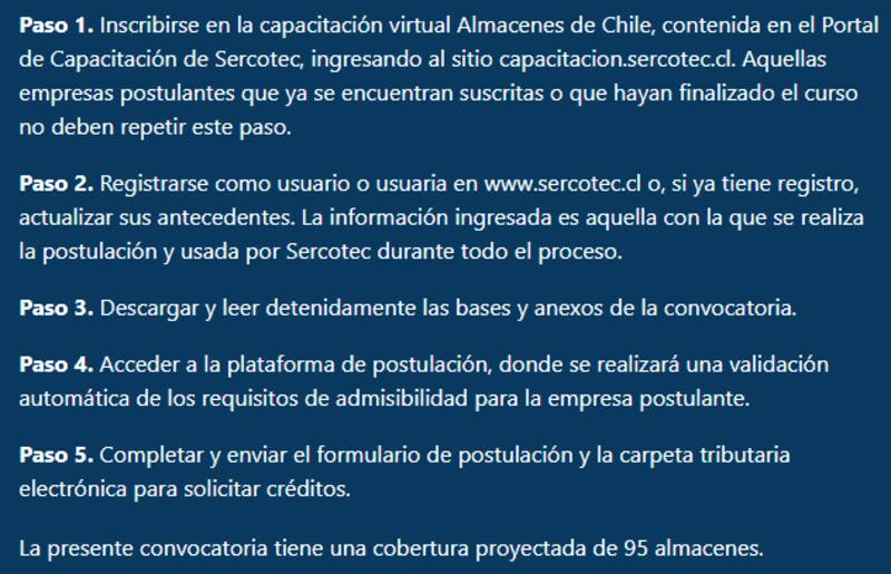 Pasos para postular a Digitaliza tu Almacén de Sercotec.